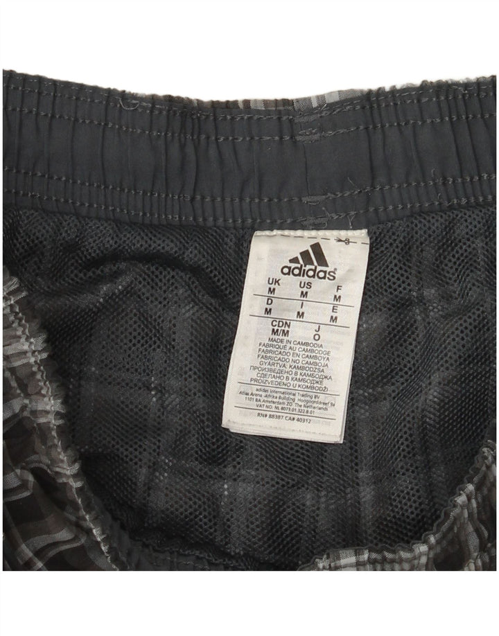 Shorts esportivos masculinos Adidas médio preto xadrez poliéster