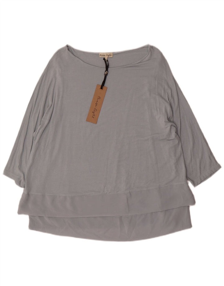 Blusa feminina de manga 3/4 Phase Eight UK 16 grande viscose azul