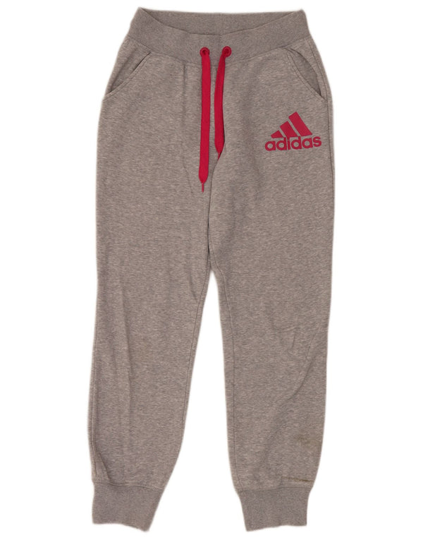 Adidas Womens Graphic Tracksuit Calças Joggers UK 4/6 XS Cinza Algodão