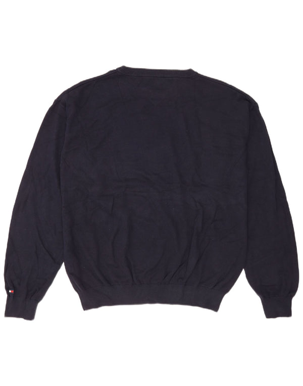 Tommy Hilfiger Suéter masculino com gola redonda 2XL algodão azul marinho