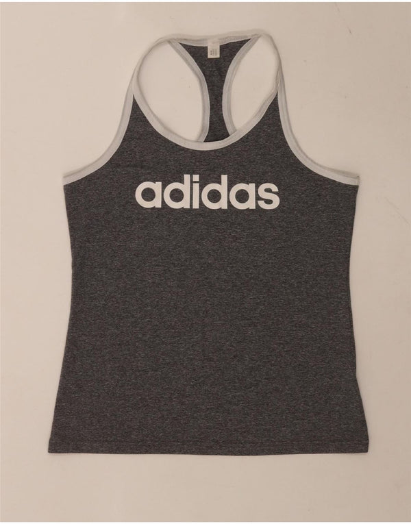 Adidas Womens Graphic Vest Top UK 10 Pequeno Cinza Poliéster Esportes