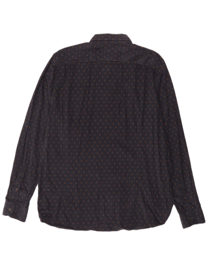 Camisa masculina de veludo cotelê TED BAKER tamanho 6 2XL algodão floral azul marinho