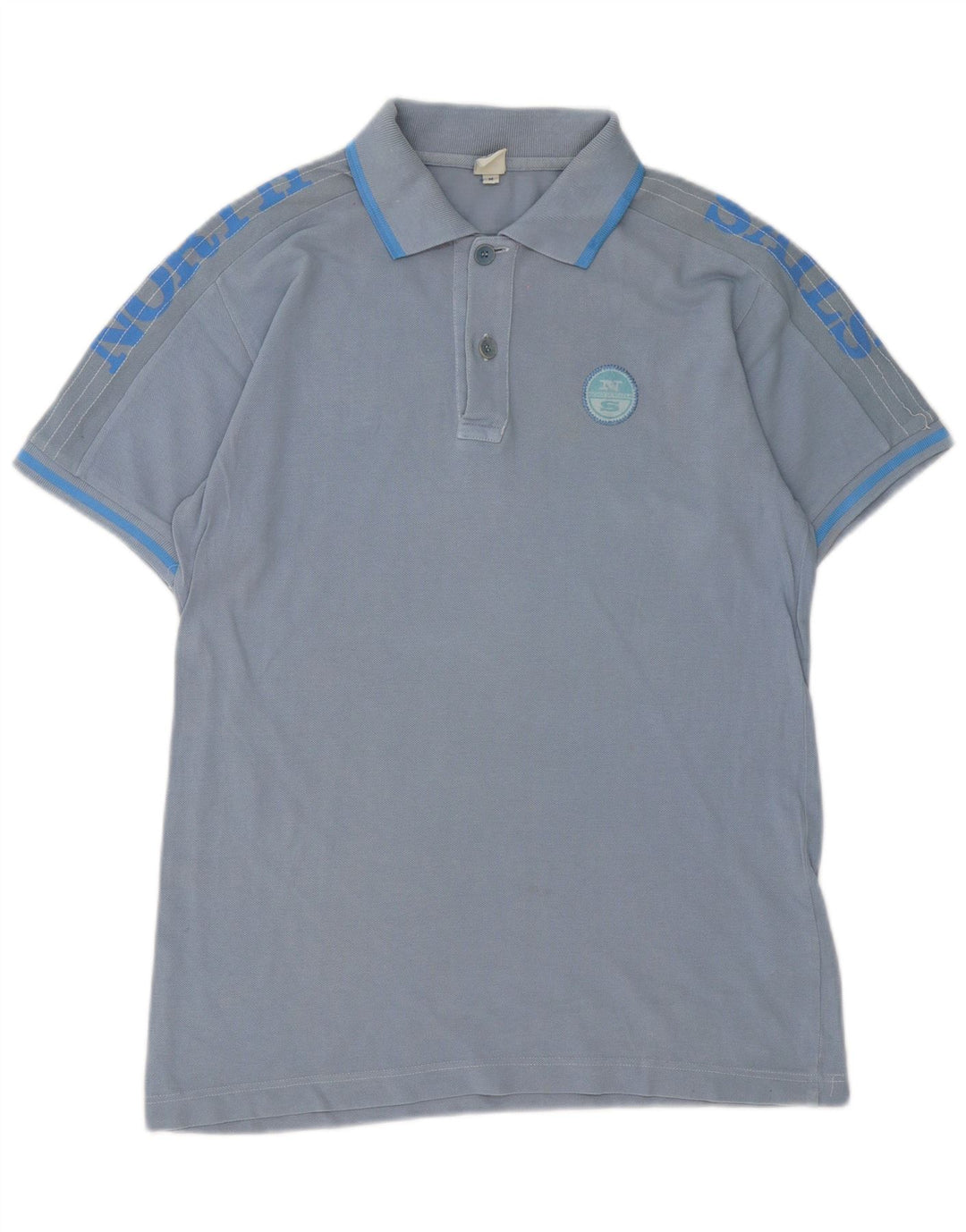 Camisa polo masculina North Sails com listras azuis médias de algodão