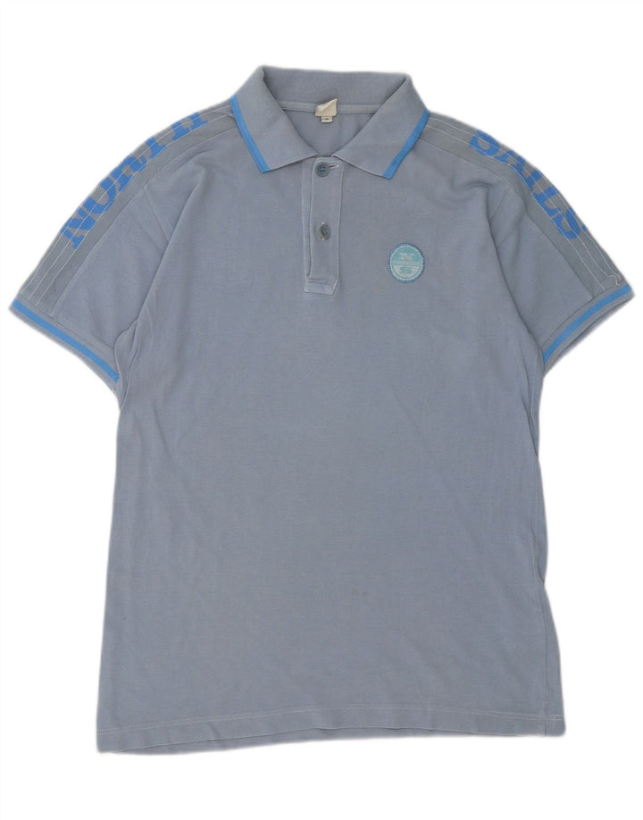 Camisa polo masculina North Sails com listras azuis médias de algodão