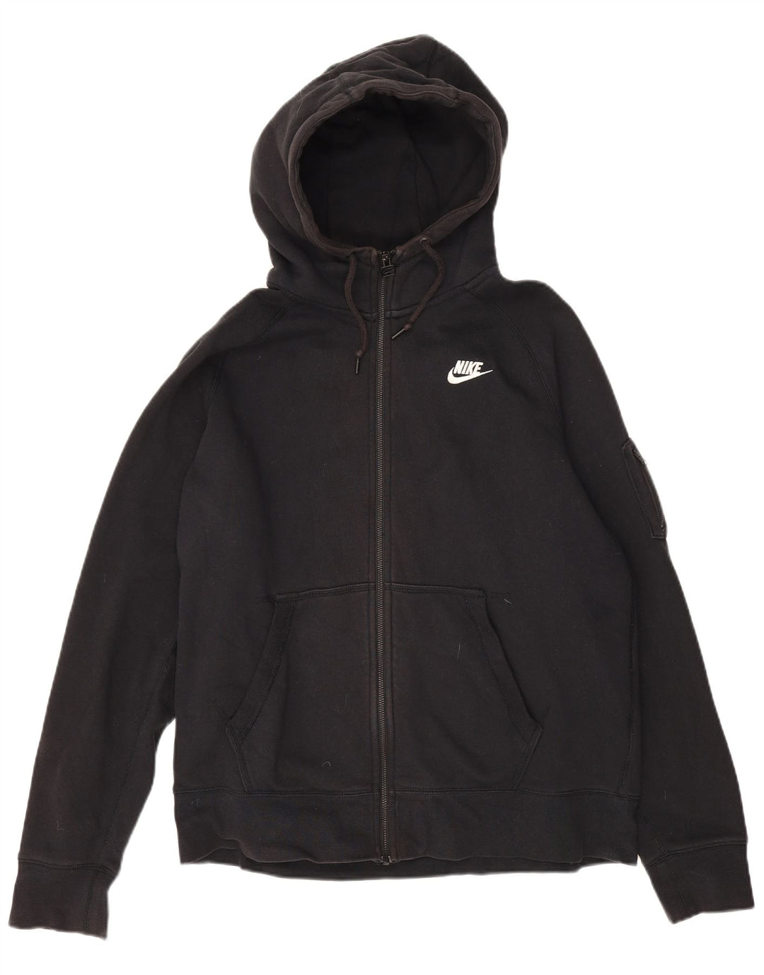 Suéter Nike masculino com capuz e zíper grande de algodão preto