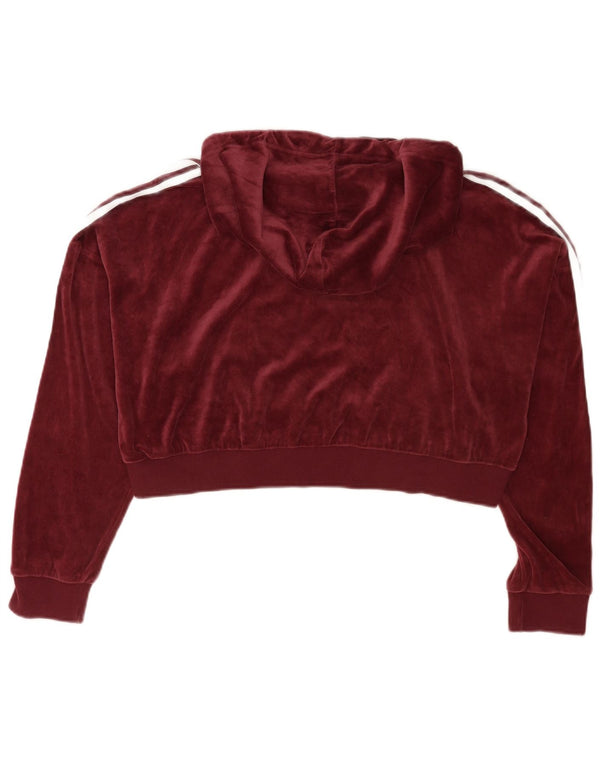 Adidas Womens Oversized Crop Velour Hoodie Jumper Reino Unido 16 Grande Borgonha