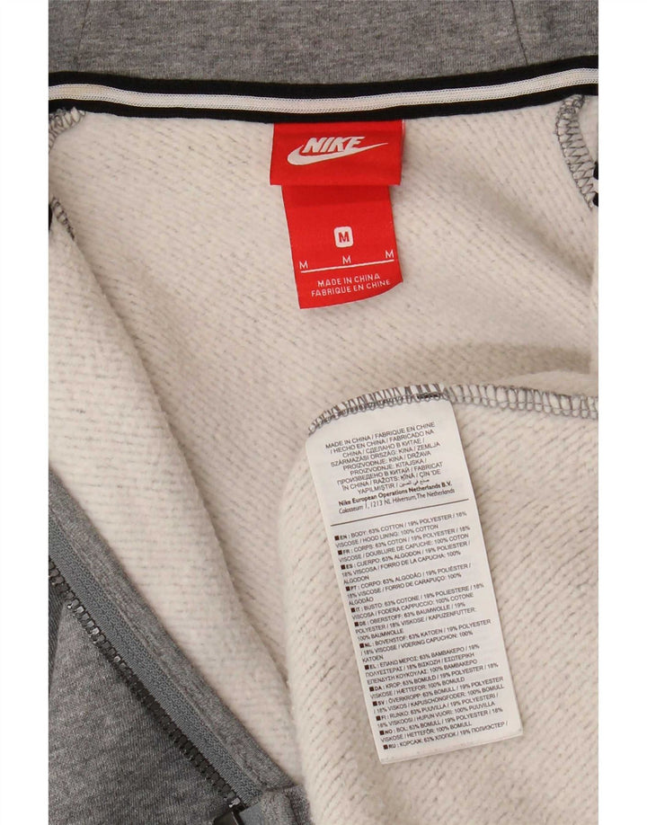 Suéter Nike masculino com capuz e zíper cinza médio algodão