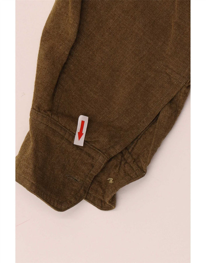 Camisa de flanela masculina vintage médio verde clássico