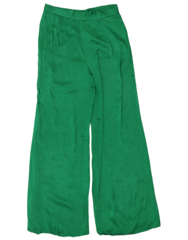 Zara Calça feminina casual de perna larga médio W28 L32 verde