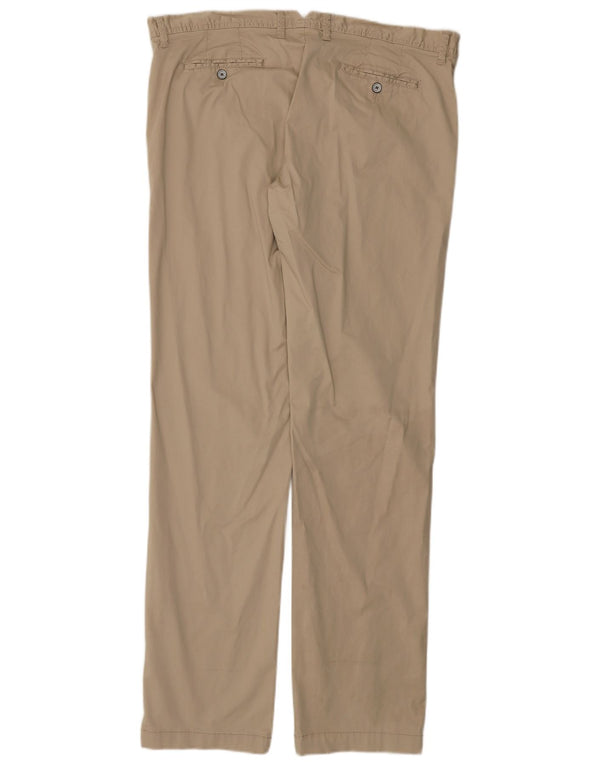 Benetton Mens Straight Chino Trousers IT 54 2XL W40 L34 Beige Cotton