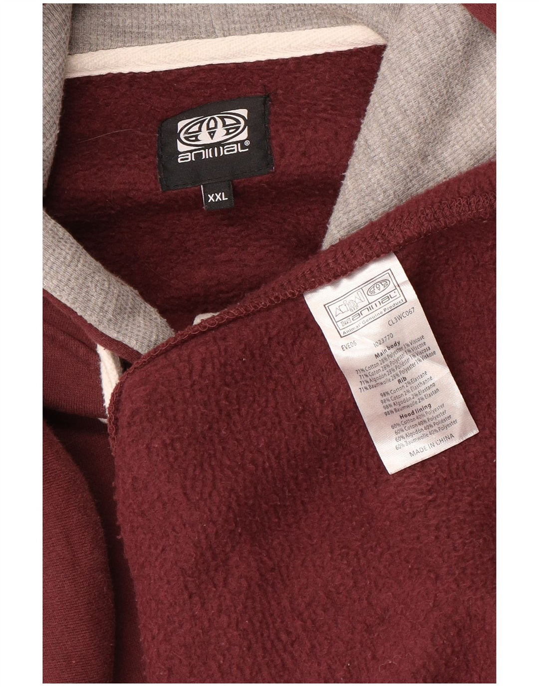 ANIMAL Suéter masculino com capuz e zíper gráfico 2XL algodão marrom