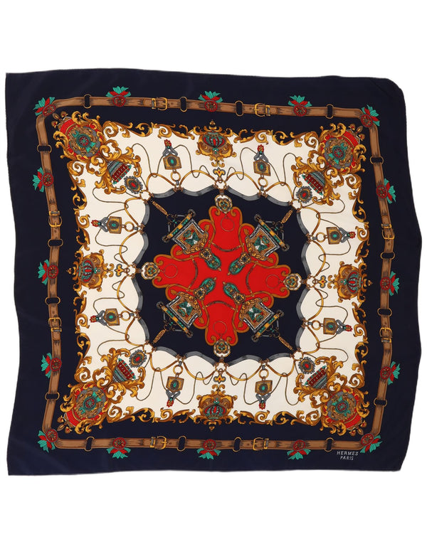 Lenço quadrado feminino com padrão abstrato HERMES, tamanho único, multicolorido