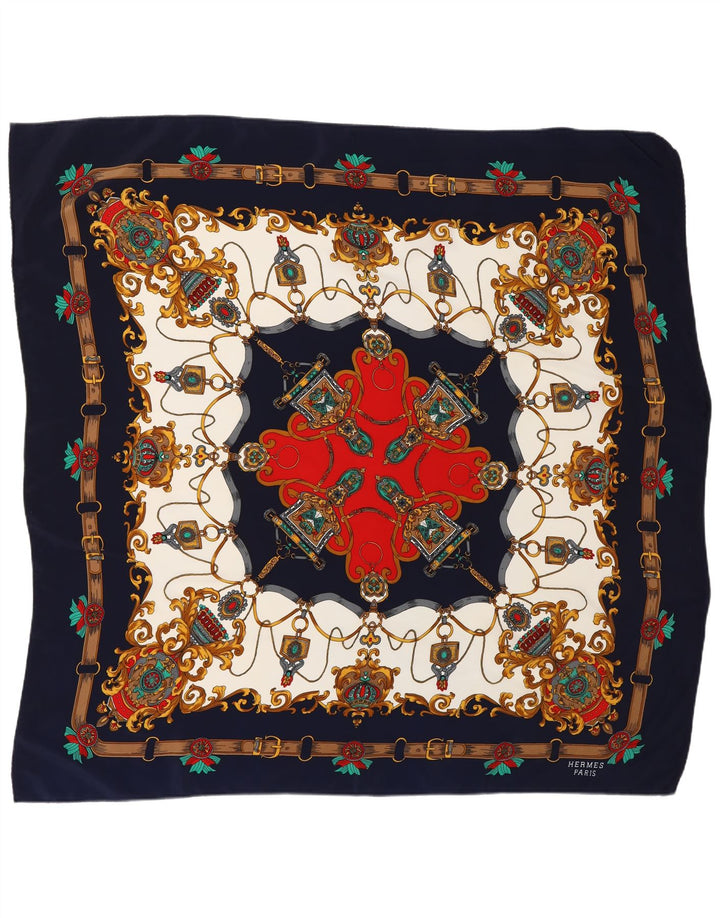 Lenço quadrado feminino com padrão abstrato HERMES, tamanho único, multicolorido