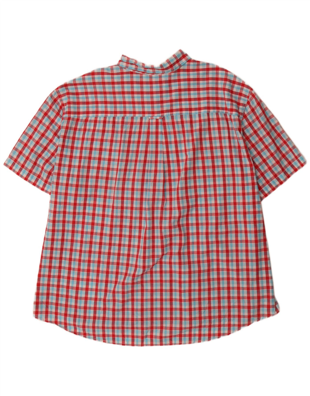 Camisa masculina grande de manga curta e ajuste regular 4XL algodão vermelho guingão