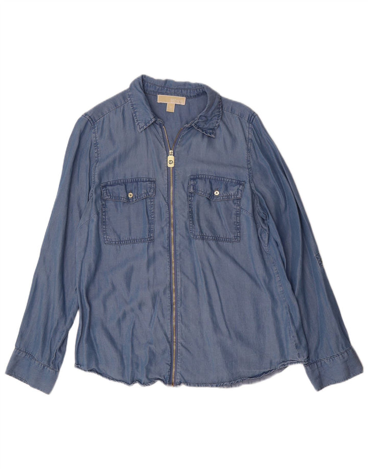 Camisa jeans feminina Michael Kors Reino Unido 14 Lyocell azul médio