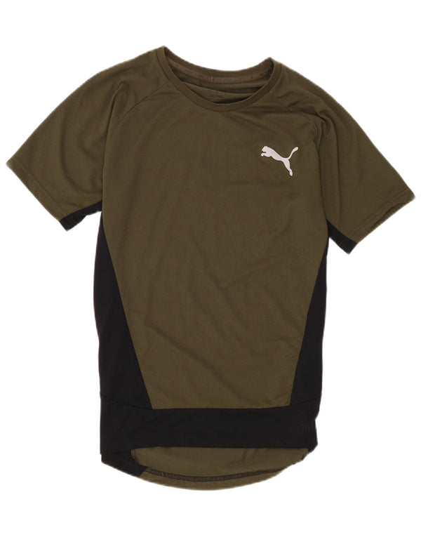 Puma Camiseta Masculina Top Pequeno Cáqui Colorblock Poliéster