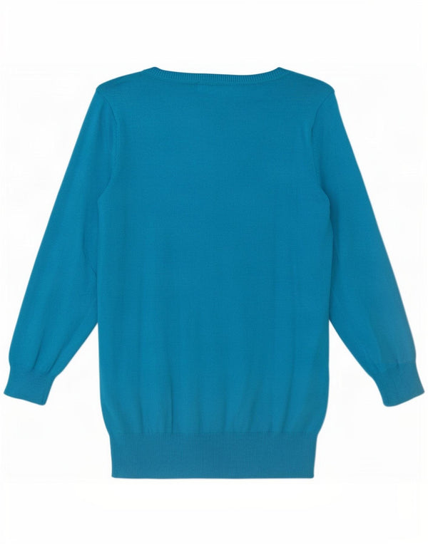 Suéter cardigã feminino Zara manga 3/4 Reino Unido 14 grande algodão azul