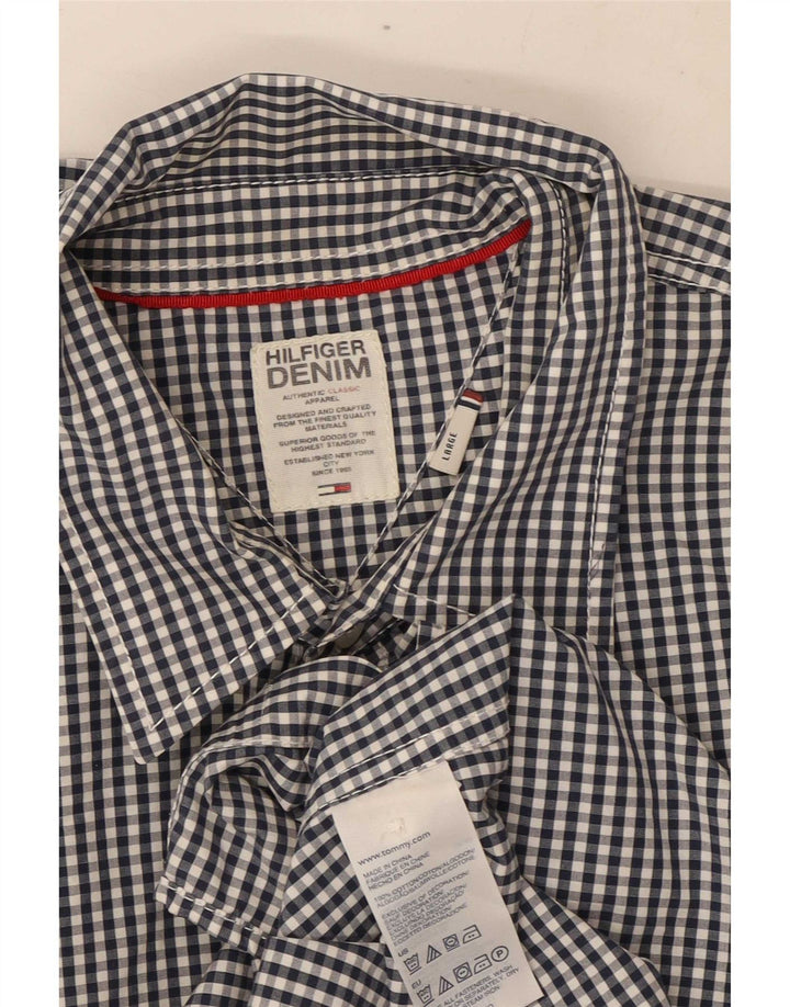 Camisa masculina Tommy Hilfiger grande algodão guingão azul marinho