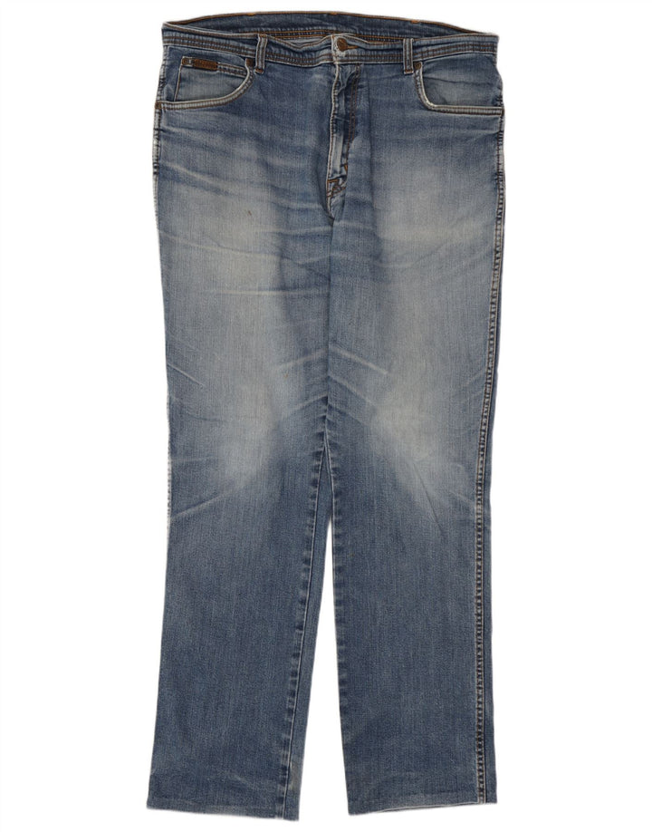 Wrangler Mens Straight Jeans W38 L31 Azul Algodão