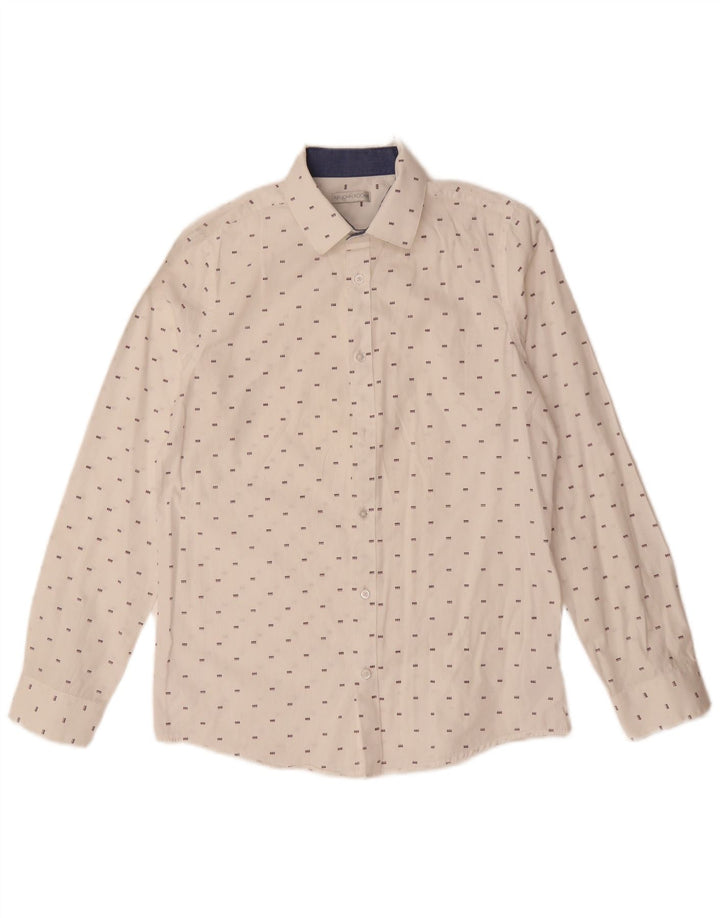 Camisa masculina JOHN ROCHA 13-14 anos algodão manchado branco