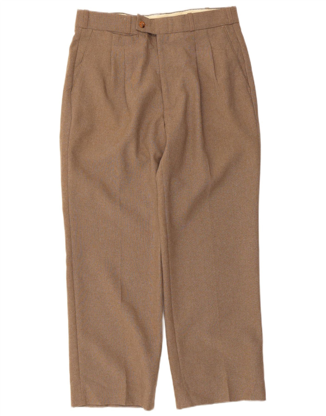 Farah Calça feminina reta com pregas W32 L26 poliéster bege