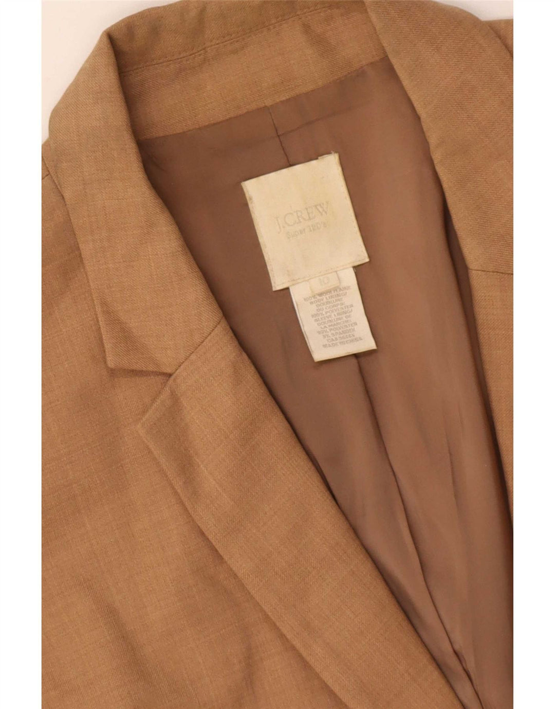 Jaqueta blazer feminina de 2 botões J. Crew US 10 grande lã marrom
