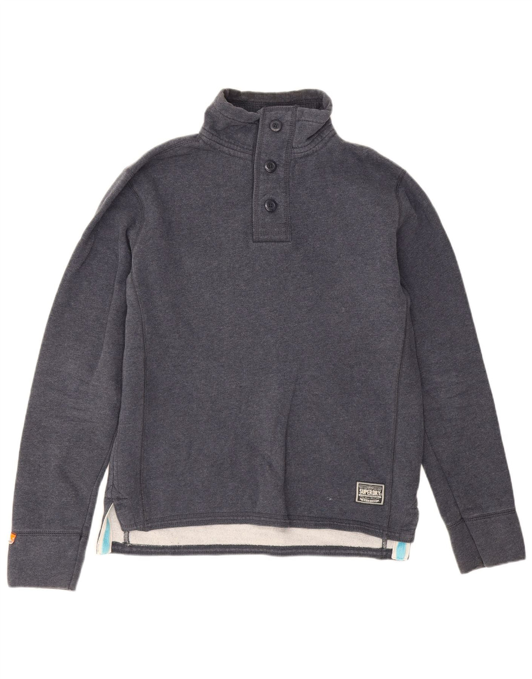 Suéter masculino Superdry com gola redonda e grande algodão azul marinho