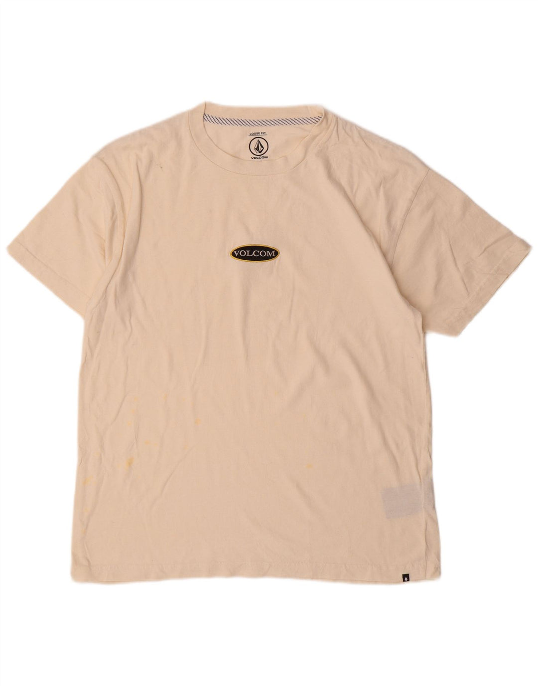 Camiseta masculina folgada VOLCOM, top pequeno de algodão branco