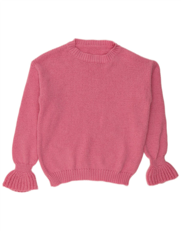 Suéter feminino VINTAGE grande com gola canoa Reino Unido 16 grande rosa