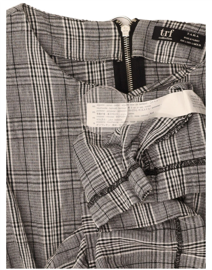 ZARA Womens Long Sleeve Blouse Top UK 16 Large Grey Check Cotton