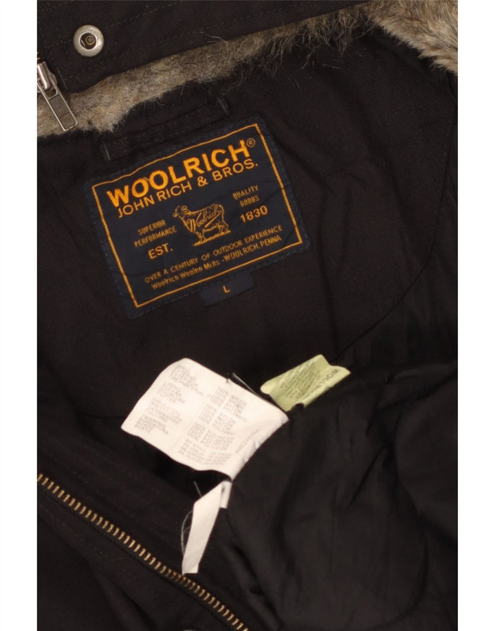 Jaqueta bomber masculina Woolrich com capuz Reino Unido 40 grande nylon preto