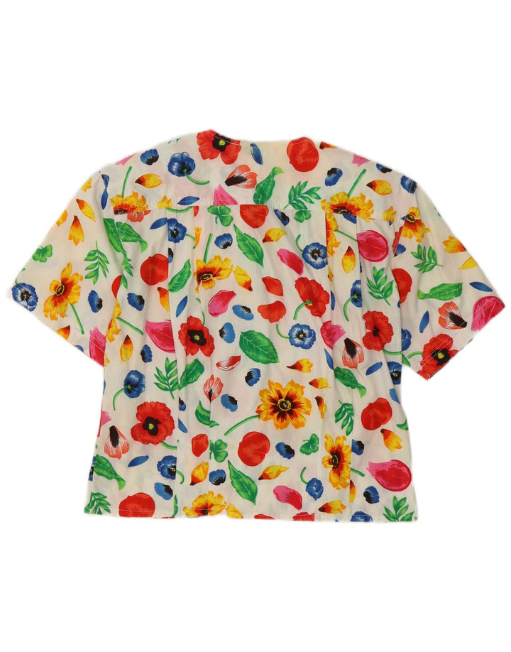 Blusa feminina de manga curta Express UK 14 médio branco floral
