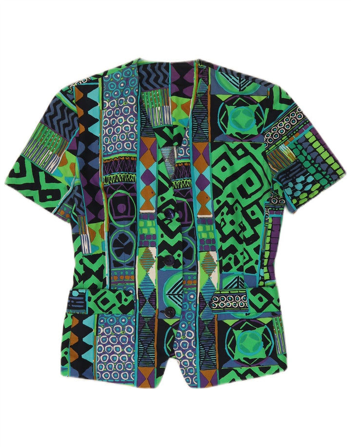 Jaqueta blazer feminina vintage com 3 botões IT 42 média multicolorida geométrica