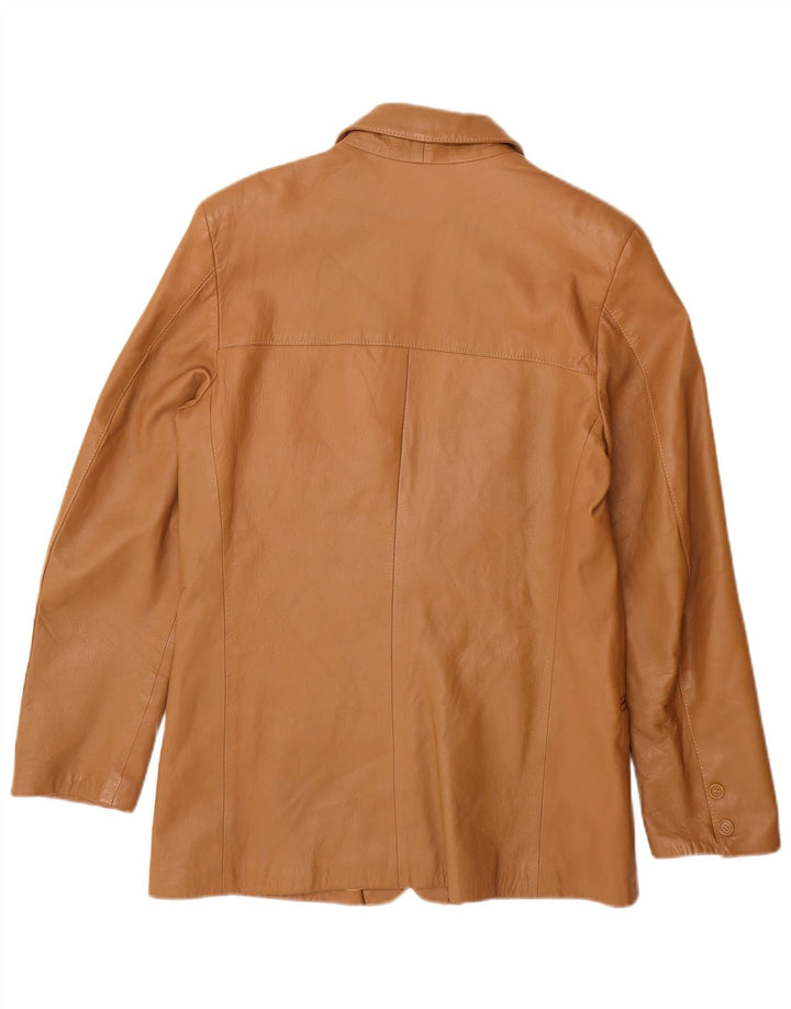 Jaqueta blazer masculina VINTAGE de couro com 2 botões IT 48 couro bege médio