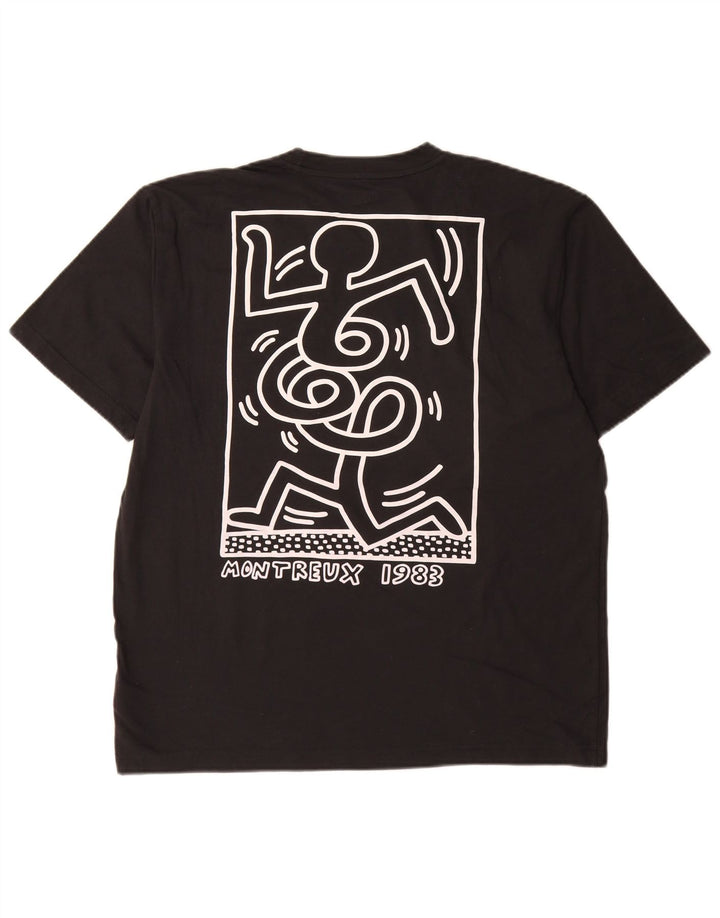 Camiseta masculina gráfica Gap Top médio algodão preto