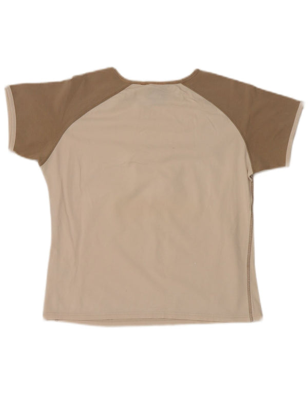 Camiseta gráfica Nike Girls Top 12-13 anos grande bege colorblock algodão