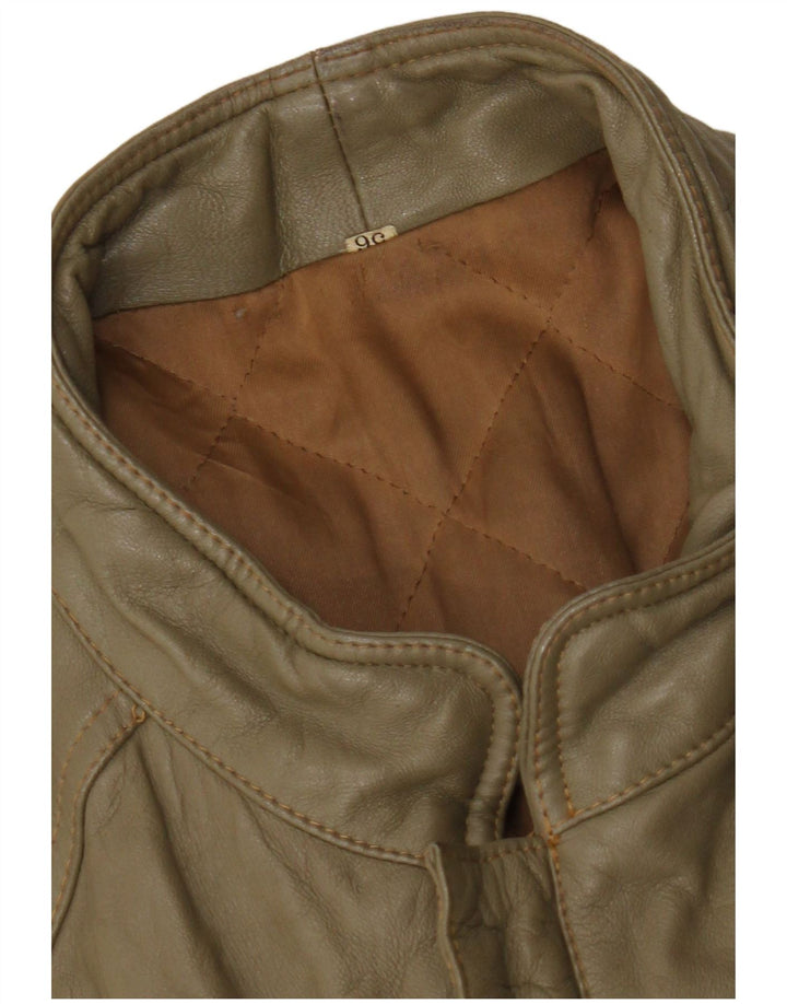 Vintage Masculino Reino Unido 38 Couro Cáqui Médio
