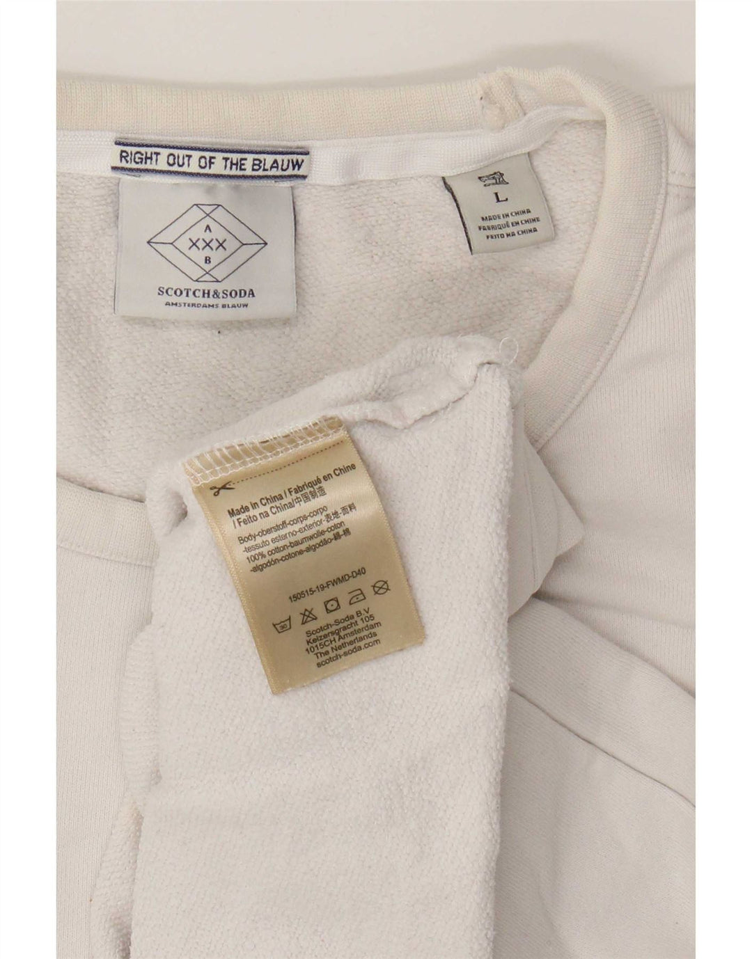 Scotch & Soda moletom gráfico masculino jumper grande algodão branco