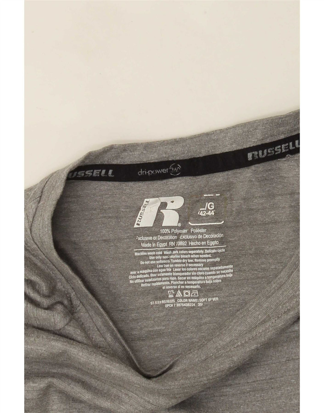 Russell Athletic Mens Camiseta Top UK 42/44 Grande Cinza Poliéster