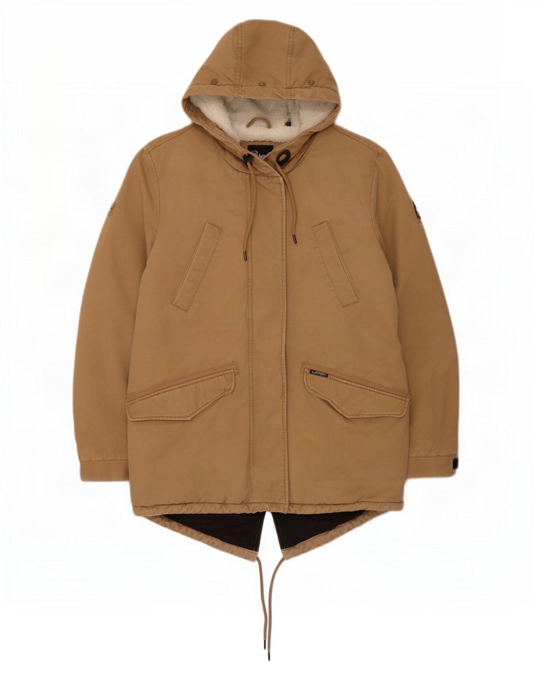 Jaqueta Superdry Feminina Sherpa Parka com Capuz Oversized Reino Unido 10 Pequeno Bege