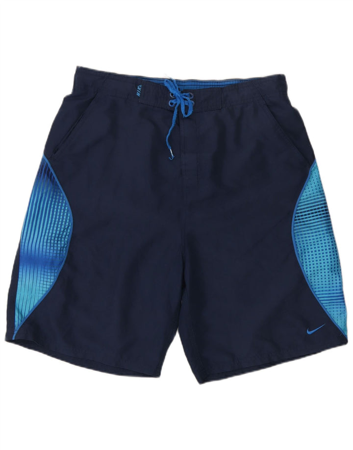 Shorts de natação masculino Nike pequeno azul marinho colorblock poliéster