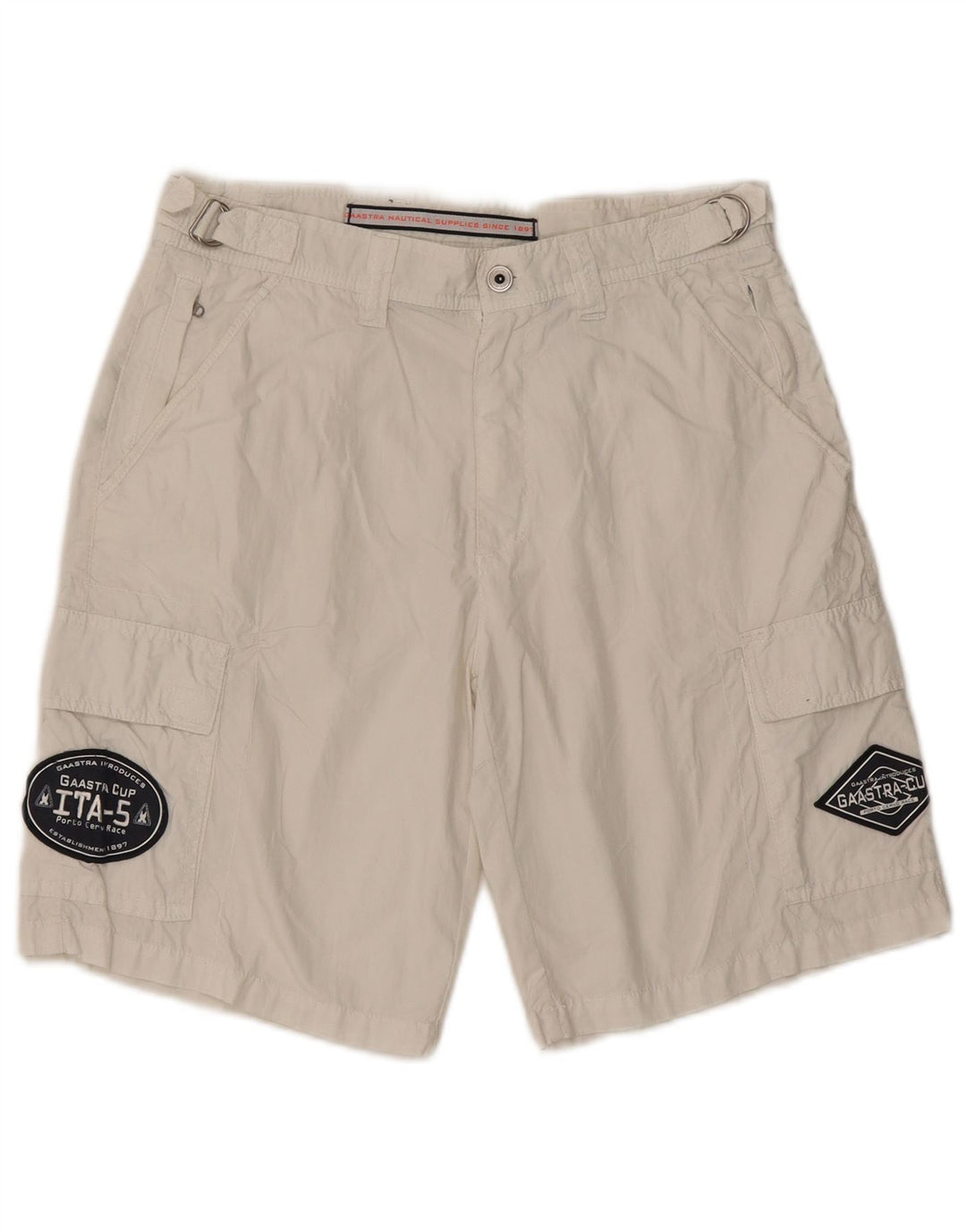 Gaastra Mens Graphic Cargo Shorts Pequeno W29 Algodão Branco