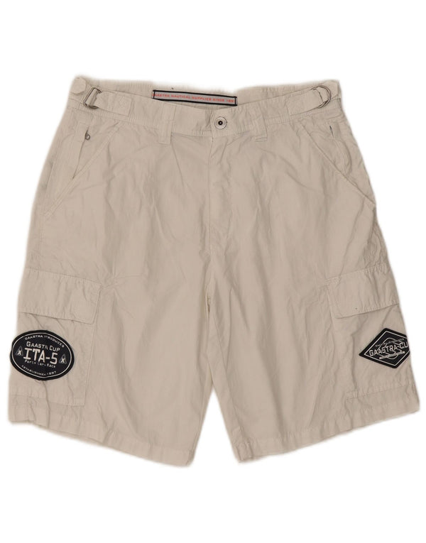 Gaastra Mens Graphic Cargo Shorts Pequeno W29 Algodão Branco