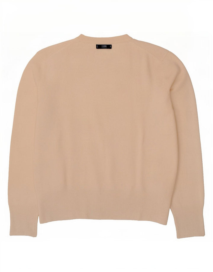 Suéter feminino Massimo Dutti com gola redonda Reino Unido 14 médio bege