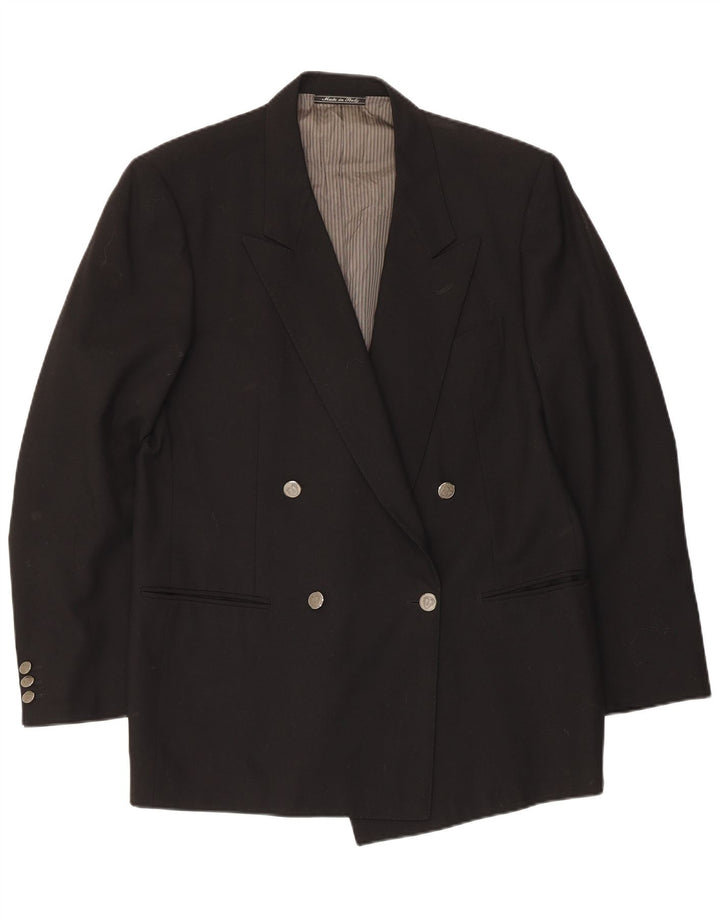 Jaqueta blazer masculina Reda com peito duplo IT 50 grande lã virgem preta