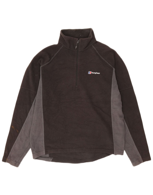 Berghaus Suéter masculino de lã com zíper e gola grande em poliéster colorblock preto
