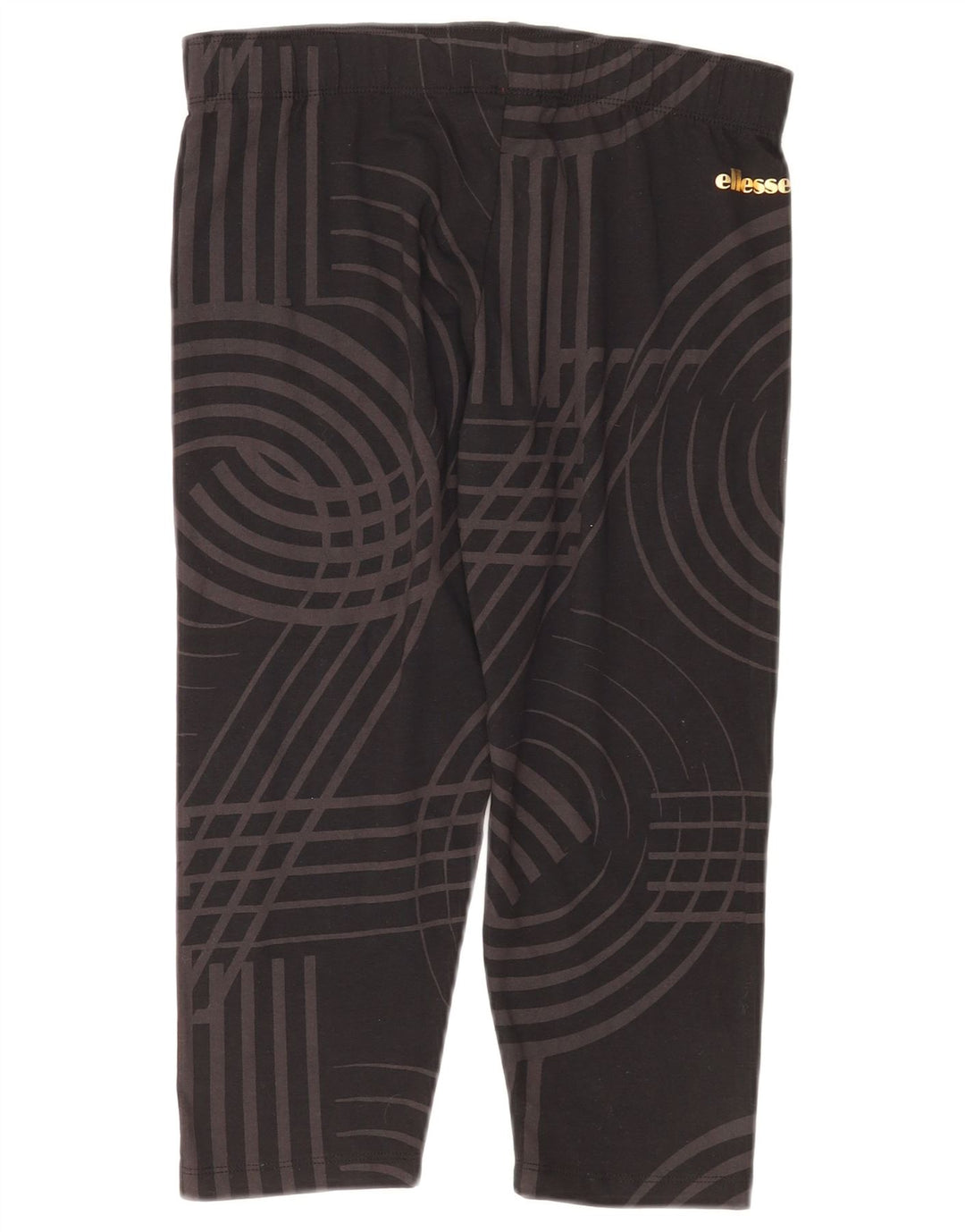 Leggings Capri Ellesse Feminina Reino Unido 12 Algodão Geométrico Preto Médio