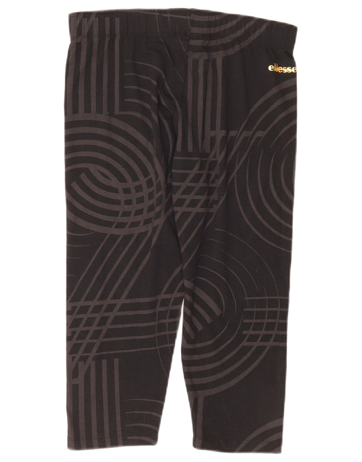 Leggings Capri Ellesse Feminina Reino Unido 12 Algodão Geométrico Preto Médio