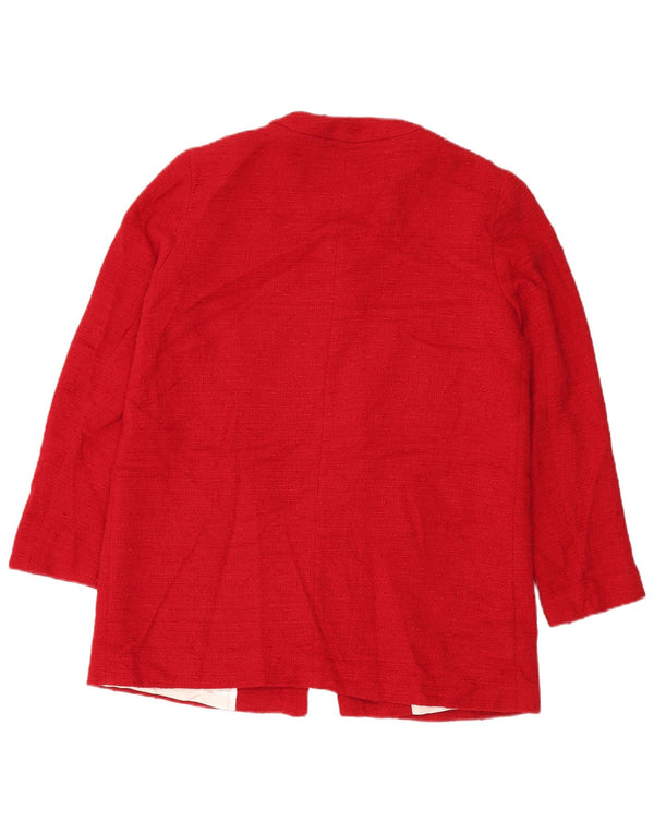 Zara Womens Blazer Jacket UK 16 Grande Algodão Vermelho