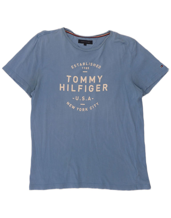 Camiseta masculina Tommy Hilfiger gráfica grande algodão azul